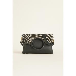 NEW CHARLIE LEATHER women's saveria handbag and crossbody in zebra cow fur